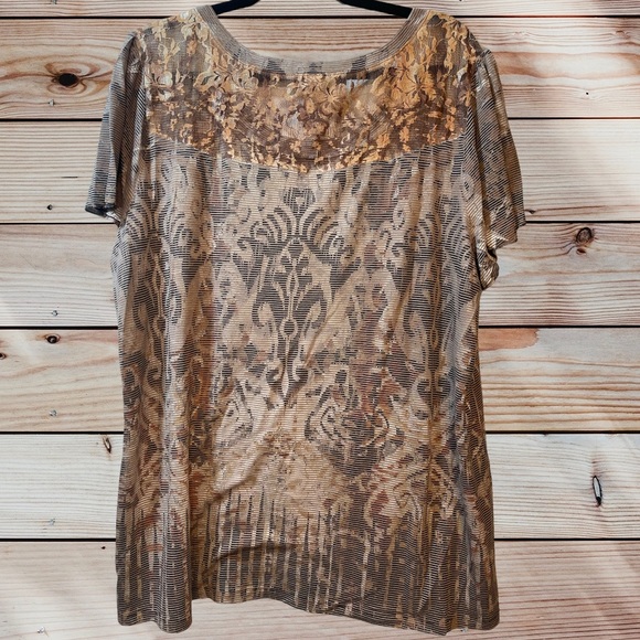 SOLD - B.L.E.U. Brown Metallic Short Sleeve - Picture 3 of 6